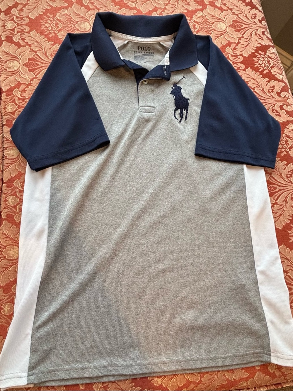 Polo by Ralph Lauren Grey, Navy & White Athletic Polo